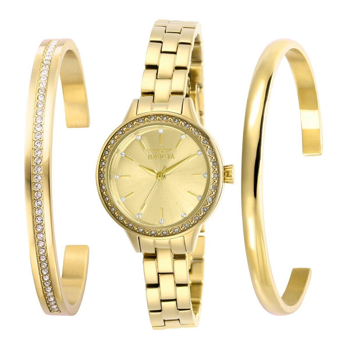 Invicta Angel Women`s Watch - 28mm Gold with Bracelet Set 29310 - Dial: Gold, Band: Gold