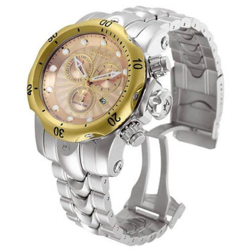 Swiss Made Invicta 10802 Reserve Venom Chronograph Rose-gold Dial Mens Watch - Dial: Rose Gold, Band: Silver