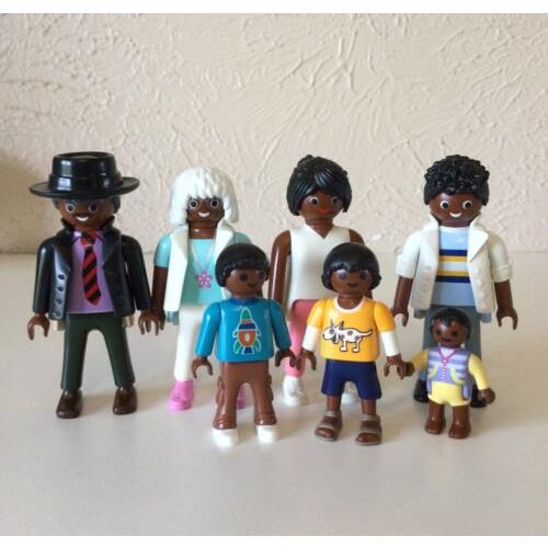 Playmobil Custom Figure Set African American Family Old Young Couple Baby Kids