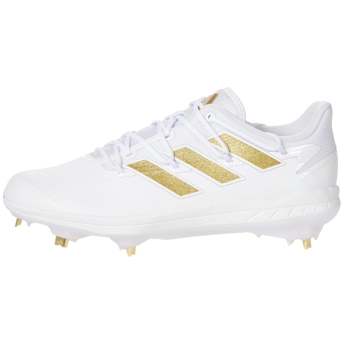 Adidas Men`s Afterburner 8 Baseball Shoes White/Gold Metallic/White