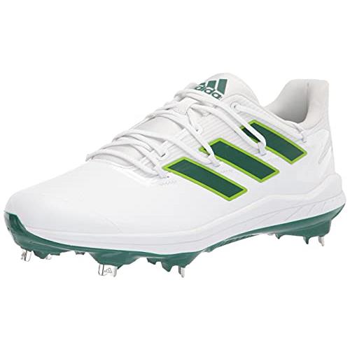 Adidas Men`s Afterburner 8 Baseball Shoes White/Team Dark Green/Team Semi Sol Green