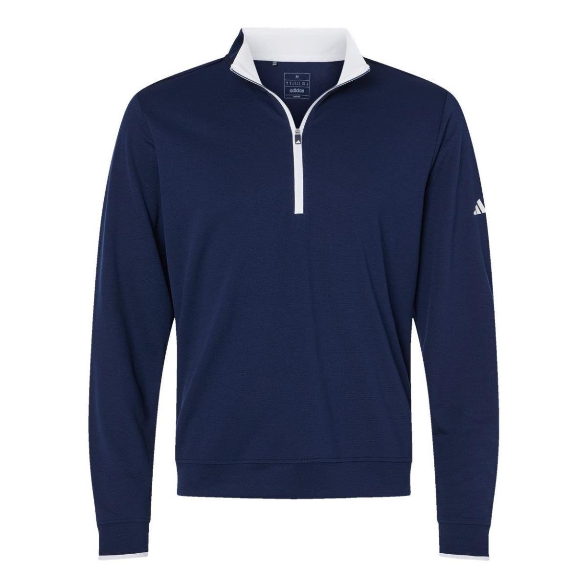 Adidas Golf Men`s S-2XL Lightweight Quarter-zip Pullover Drifit Athletic Jacket Collegiate Navy/White