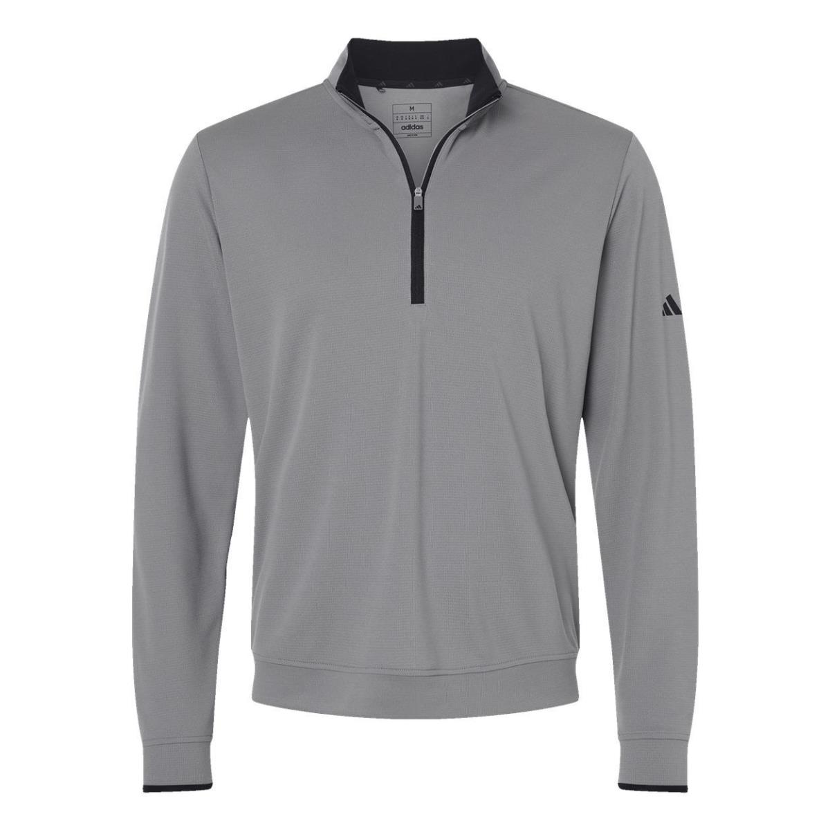 Adidas Golf Men`s S-2XL Lightweight Quarter-zip Pullover Drifit Athletic Jacket Grey Three/Black