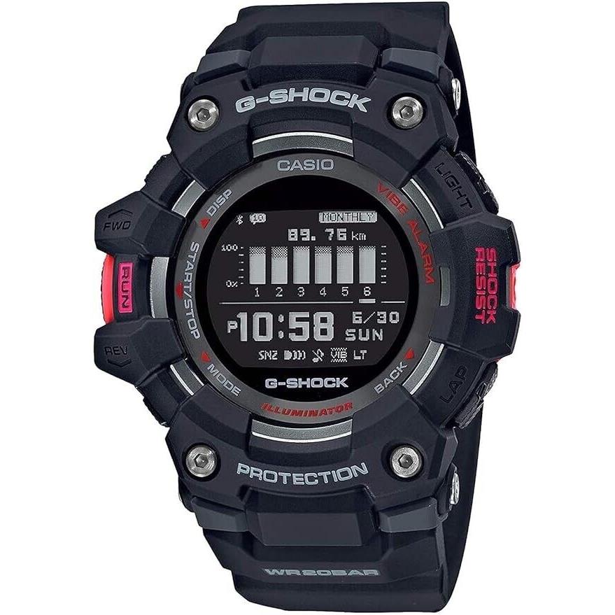 Casio Men`s G-shock G-squad Power Trainer Digital Black Watch GBD-100-1 - Dial: Black, Band: Black, Bezel: Red