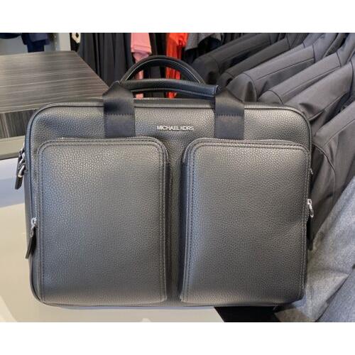 Michael Kors Cooper Leather Briefcase Laptop Bag In Black