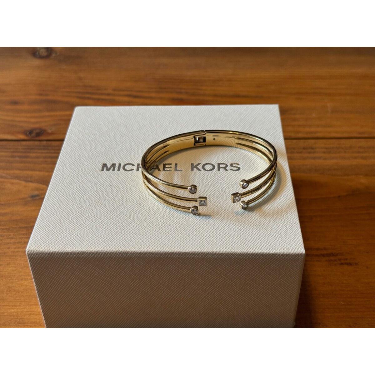 Michael Kors Modern Brilliance MKJX5991040 Women`s Gold-tone Cuff Hinge Bracelet