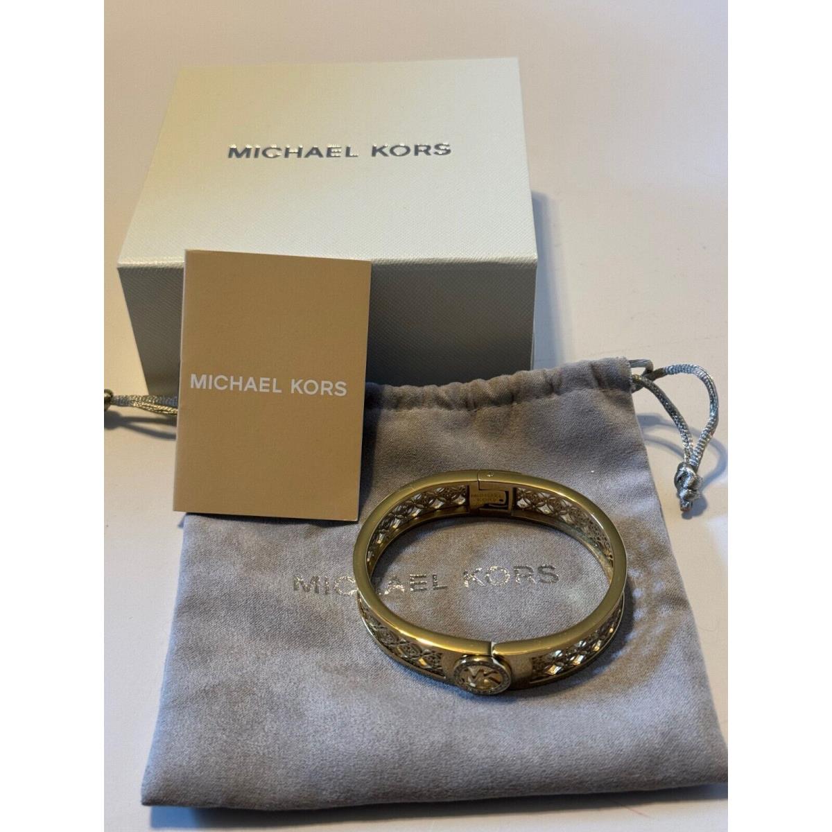 Michael Kors MKJ4270710 Women`s MK Open Monogram Fulton Hinge Bangle Bracelet