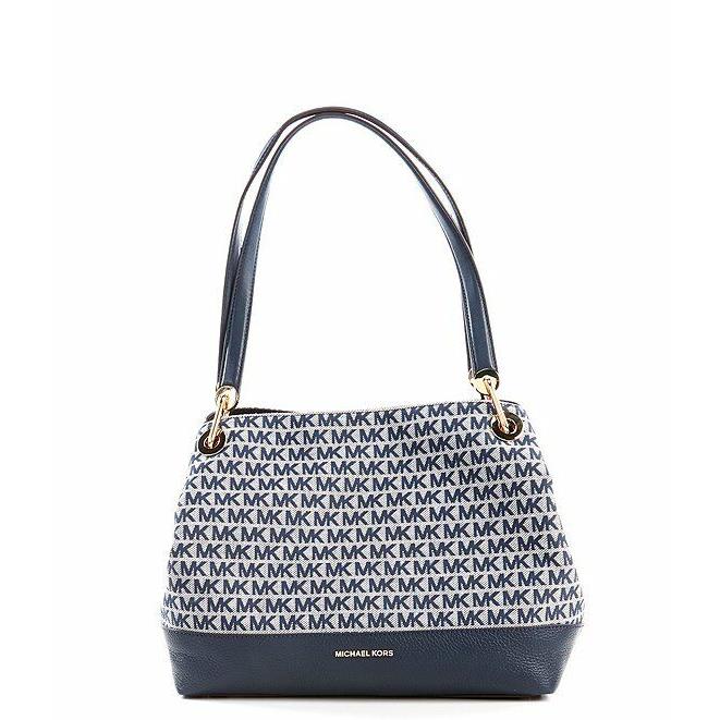 Michael Kors Raven Large Logo Jacquard Blue Shoulder Bag