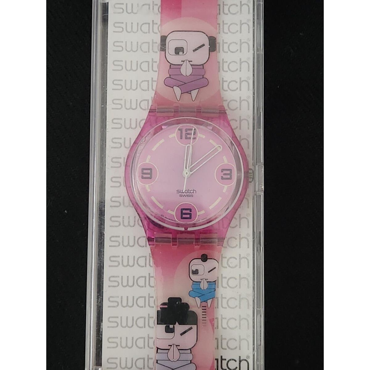 Swatch Watch Vintage 2004 Zen Wink Pink Swiss Wristwatch GP 127 in Case