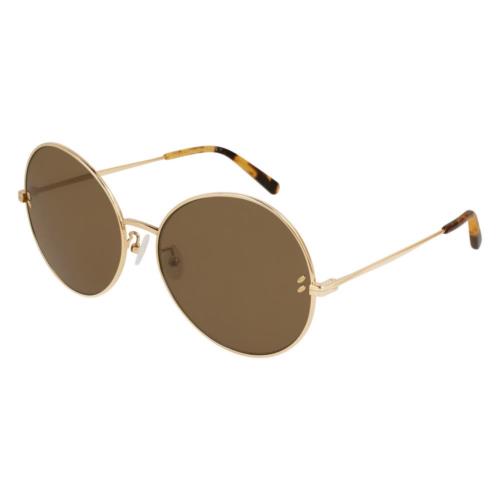 Stella Mccartney Round Sunglasses w/ Gold Frames Brown Lenses SC0087SI