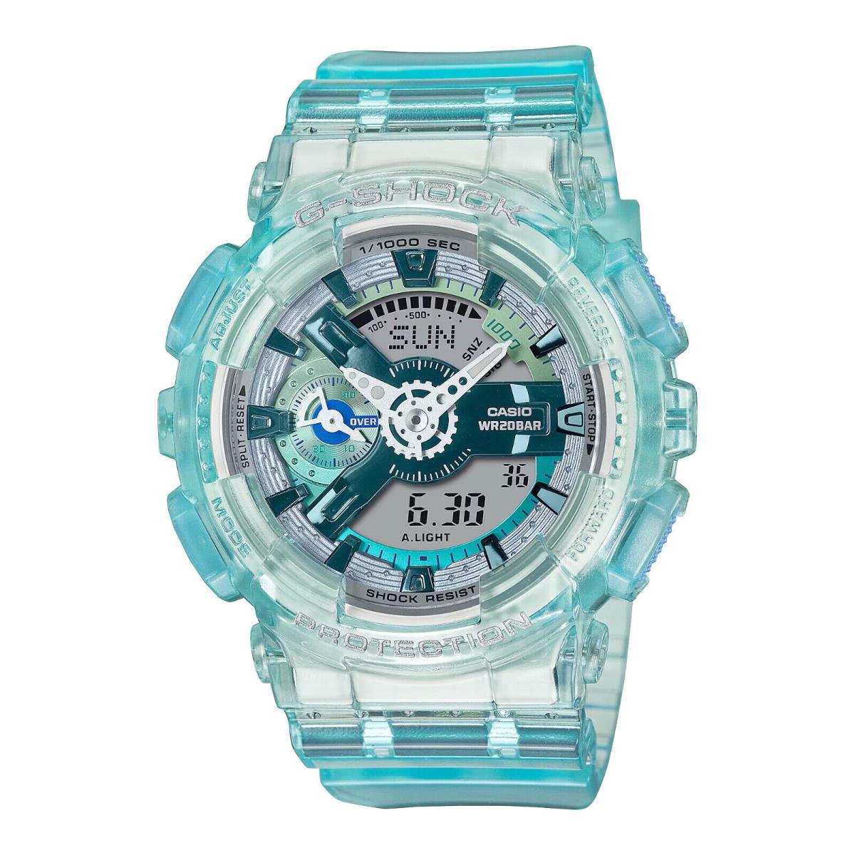 Casio G-shock Analog-digital Women Light Blue Skeleton Watch GMAS110VW-2A