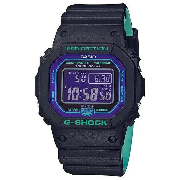 Casio G-shock 90`s GWB5600BL-1 Black and Turquoise Solar Digital Watch