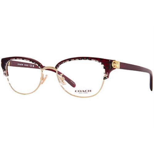 Coach HC6195 5709 Eyeglasses Women`s Light Gold/red Signature Full Rim 53mm