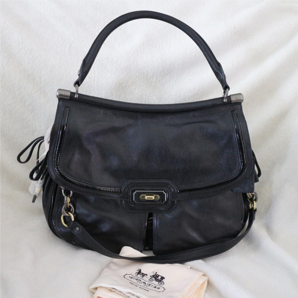 Coach Chelsea Flagship Black Leather Carryall Satchel Shoulder Bag