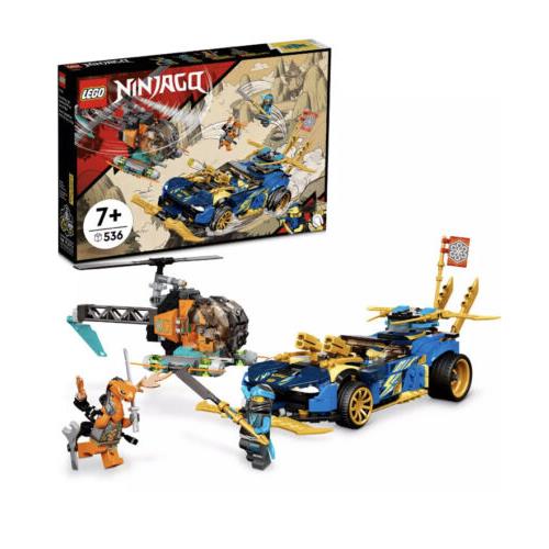 Lego Ninjago Jay and Nya S Race Car Evo 71776 Playset Featuring a Helicopter Toy