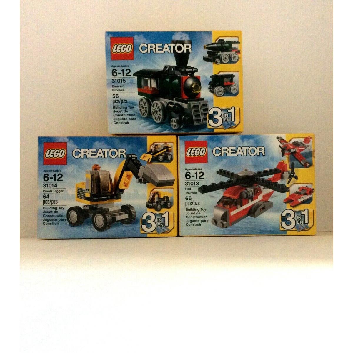 Lego 31013 31014 31015 3 3-in-1-Sets: Train Copter Digger