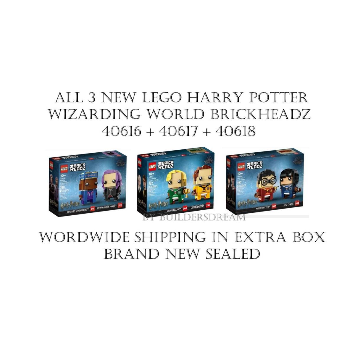 Lego 40616 + 40617 + 40618 Harry Potter Brickheadz Wizarding World