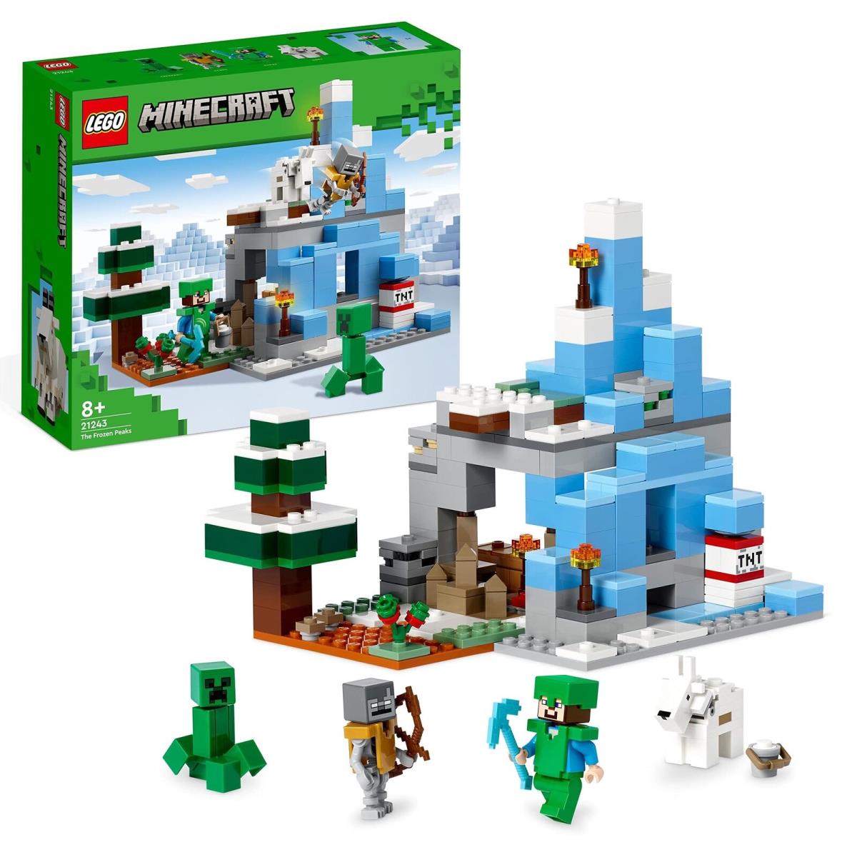 Lego 21243 Minecraft The Frozen Peaks Cave Mountain Set with Steve Creeper Go