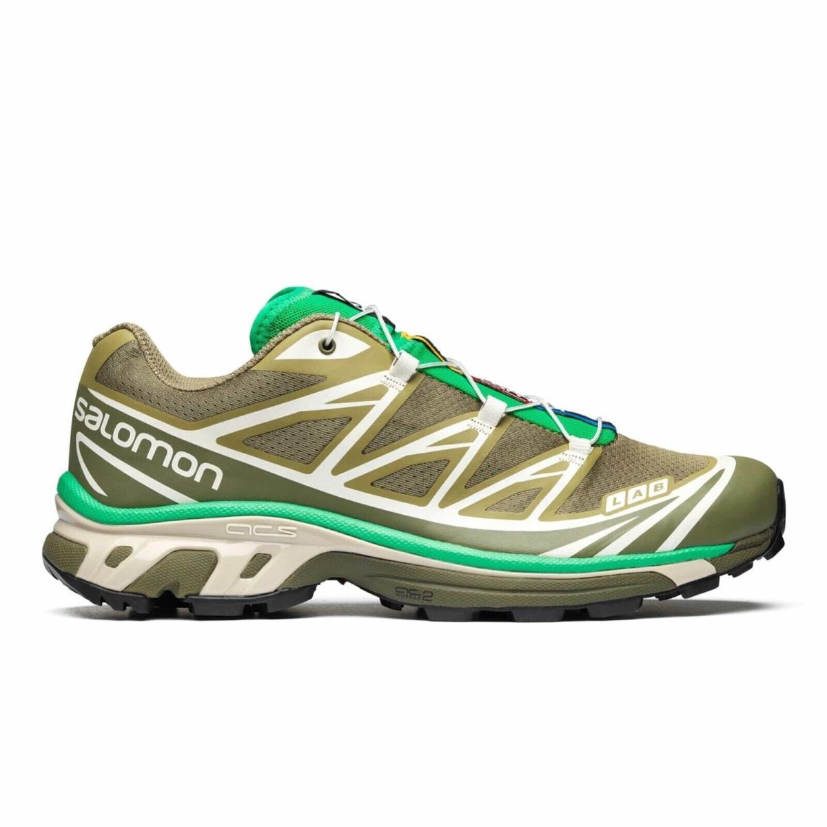 Salomon XT-6 S/lab Dried Herb Deep Lichen Bright Green Trail Running Shoe Hiking
