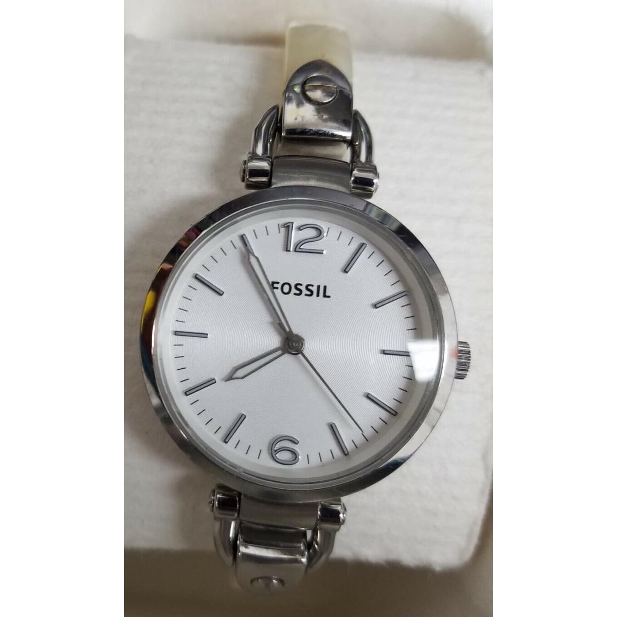 Fossil Georgia Three Hand Resin Watch Pearlized White ES3294