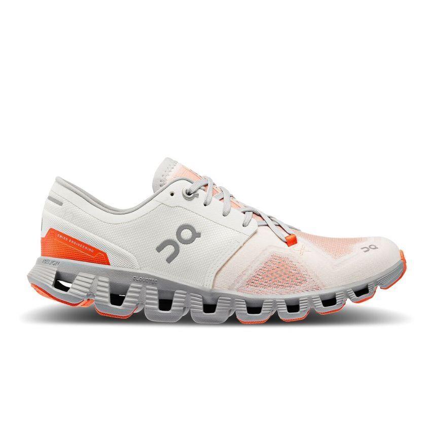 On Running Cloud X 3 60.98252 Women`s Ivory Alloy Low Top Sneaker Shoes NR6248 8