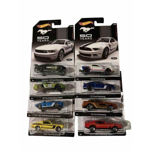 Hot Wheels Mustang 50 Years Set of 8 Cars - on Card