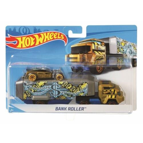 2016 Hot Wheels Bank Roller Trailer Transporter with Car Included
