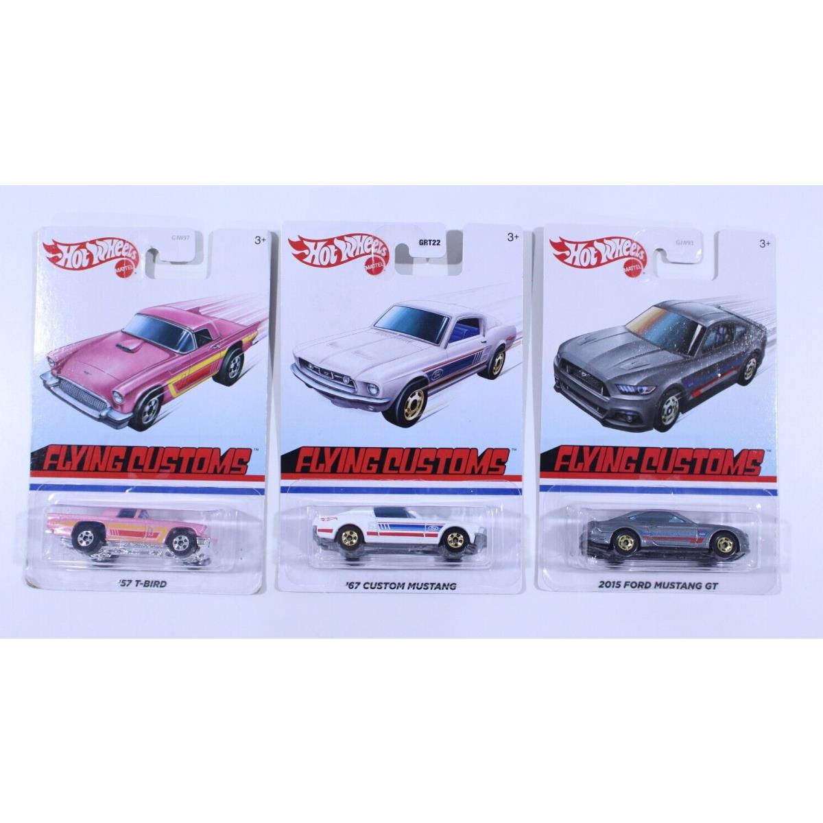 Hot Wheels Flying Customs 57 T-bird Pink 67 Mustang White 2015 GT Gray Ford