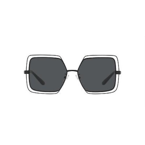 Tory Burch TY6086 328287 Shiny Black Grey Solid Square 55 mm Women`s Sunglasses