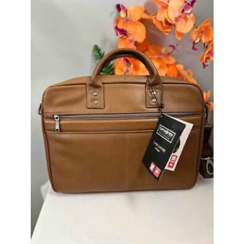 Samsonite Classic Cognac Brown Leather Slim Briefcase 126038-1221