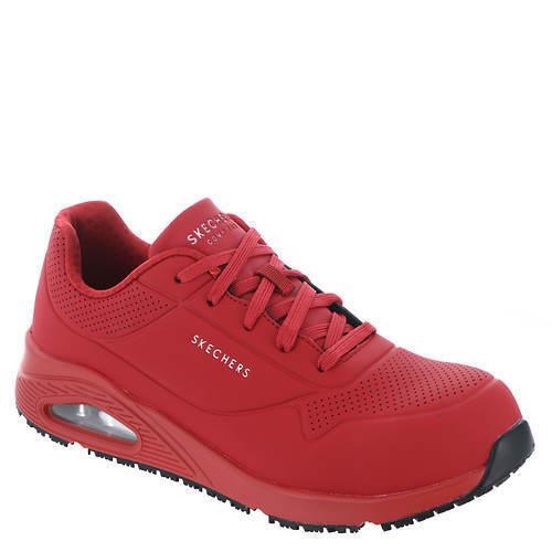 Womens Skechers Work Uno SR-DELONEY-108101 Red Leather Shoes - Red