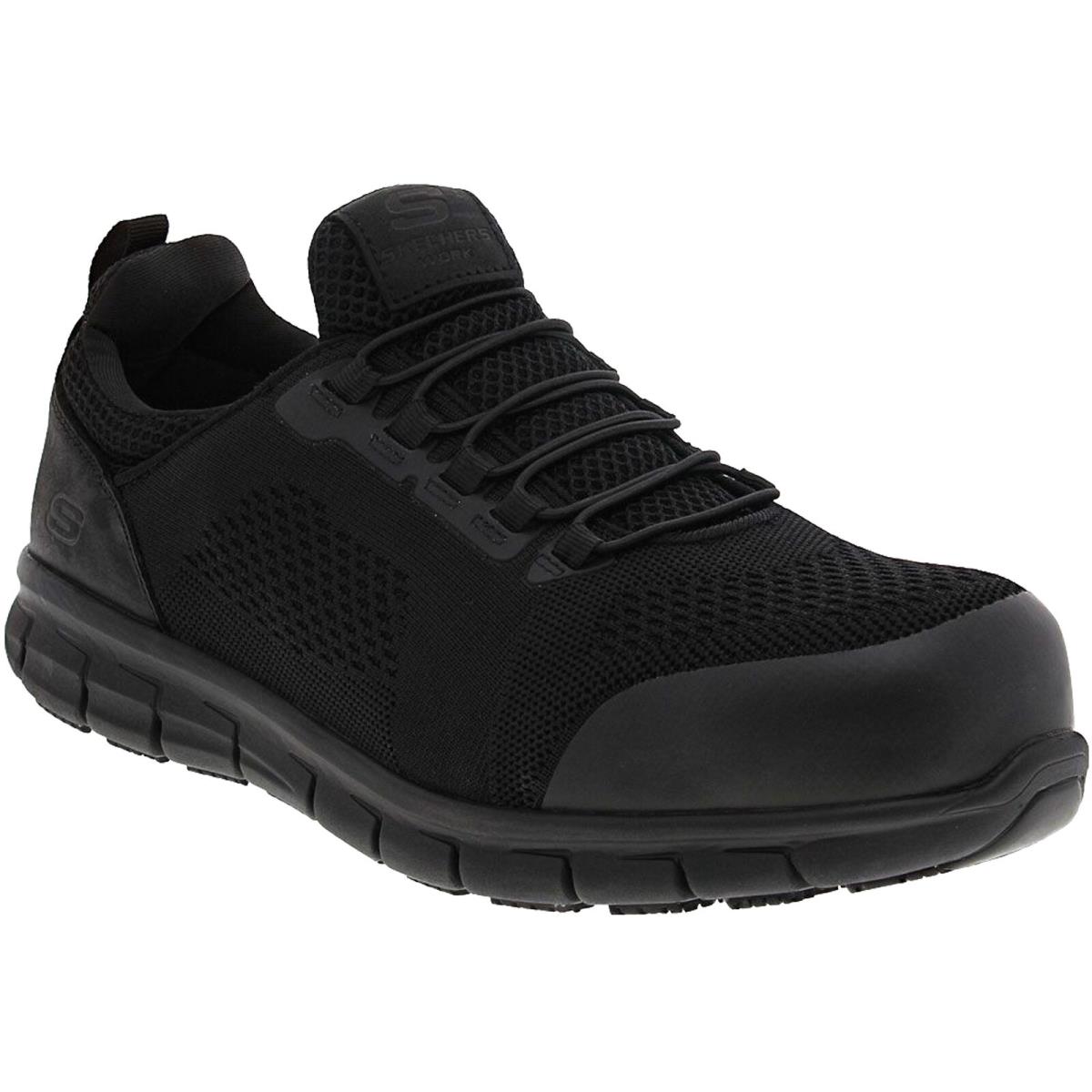 Skechers Men`s 200013 Synergy Omat Black Safety Toe Work Shoes - Black