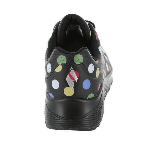 Womens Skechers Street Uno-spotted Air Black Multi Dot Leather Shoes - Black