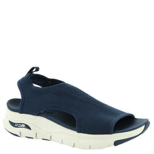 Womens Skechers Cali Arch Fit-city Catch Navy Knit-stretch Shoes