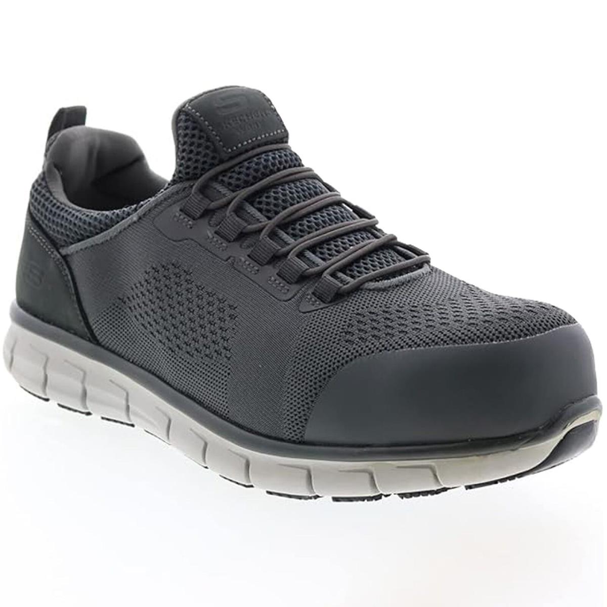 Skechers Men`s 200013 Synergy Omat Charcoal Safety Toe Work Shoes - Charcoal