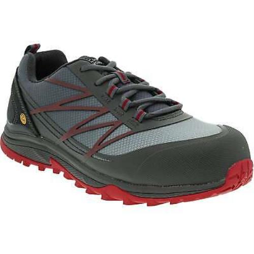 Skechers Men`s 200046W Puxal Gray Red Safety Composite Toe Work Shoes - Gray, Red