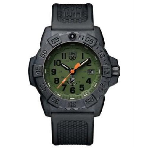 Luminox Navy Seal 3500 Green Dial Rubber Strap Men`s Watch XS.3517.NQ.SET