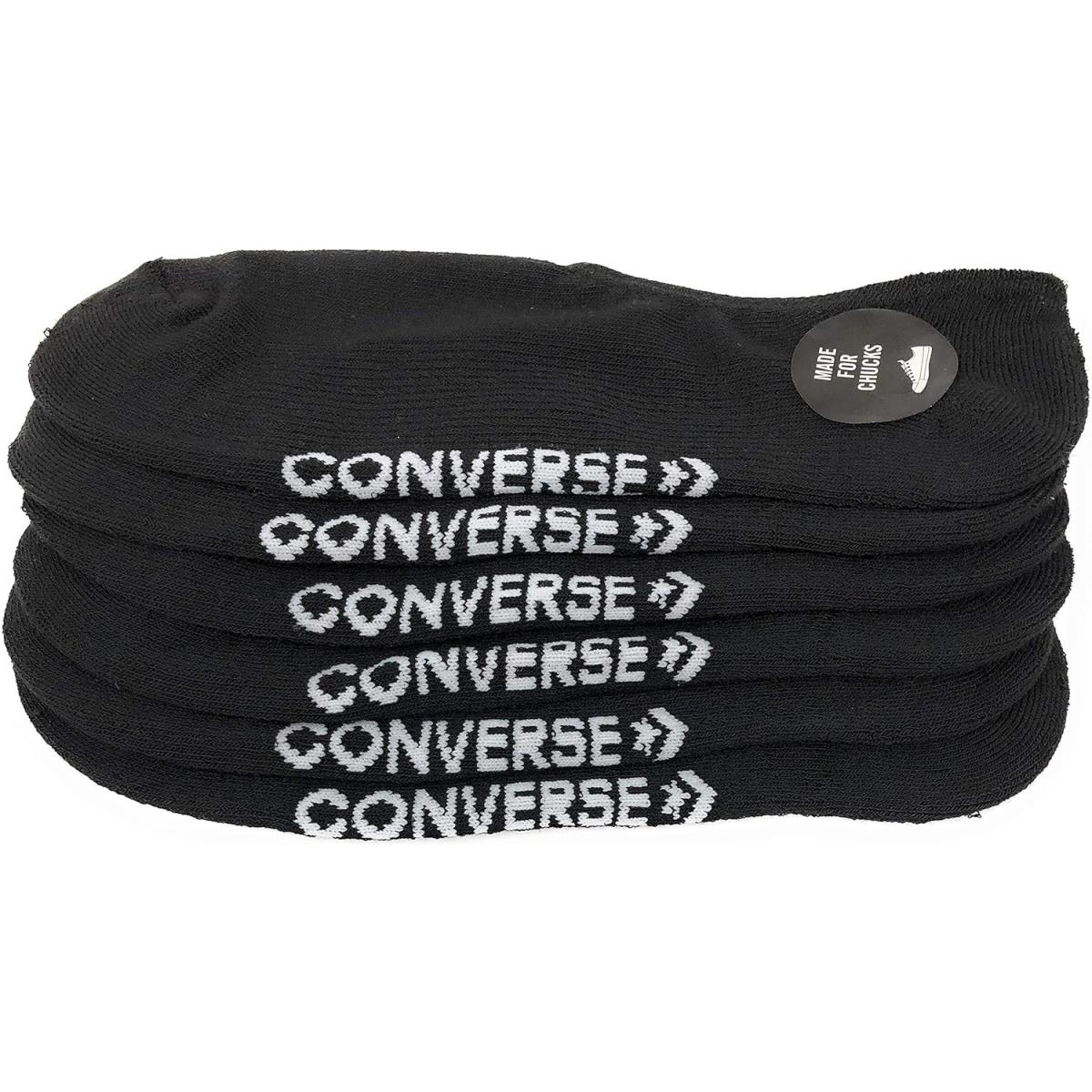 Converse Men`s 3 Pack Half Cushion Ultra Low Socks No Show Made For Chucks Shoe Black
