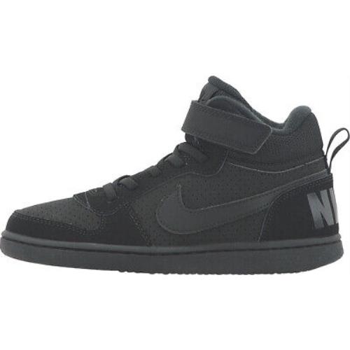 Little Kid`s Nike Court Borough Mid Black/black 870026 001 - Black/Black