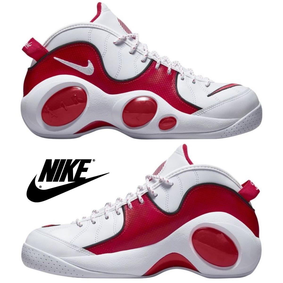 Nike Air Zoom Flight 95 Men`s Basketball Sneakers Comfort Lightweight Shoes - White, Manufacturer: White/Black/Red