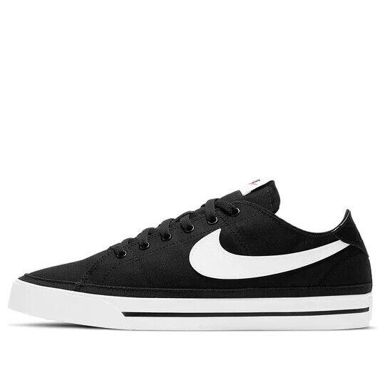 Nike Court Legacy Canvas CW6539-002 Mens Black White Low Top Skate Sneaker Shoes - Black White