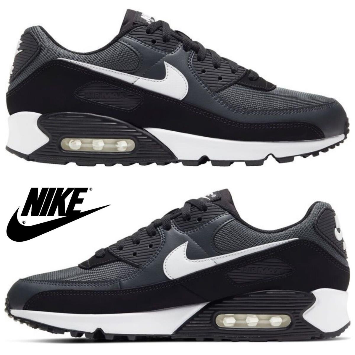 Nike Air Max 90 Casual Men`s Sneakers Running Athletic Sport Comfort Shoes Black