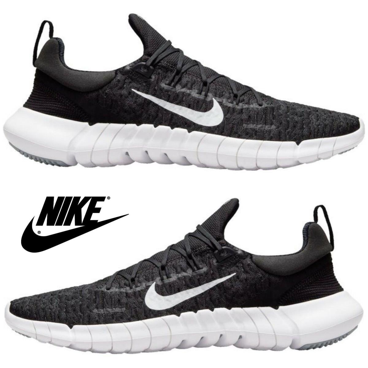 Nike Men`s Free Run 5.0 Running Shoes Training Athletic Sport Casual Sneakers - Black, Manufacturer: BLACK/WHITE