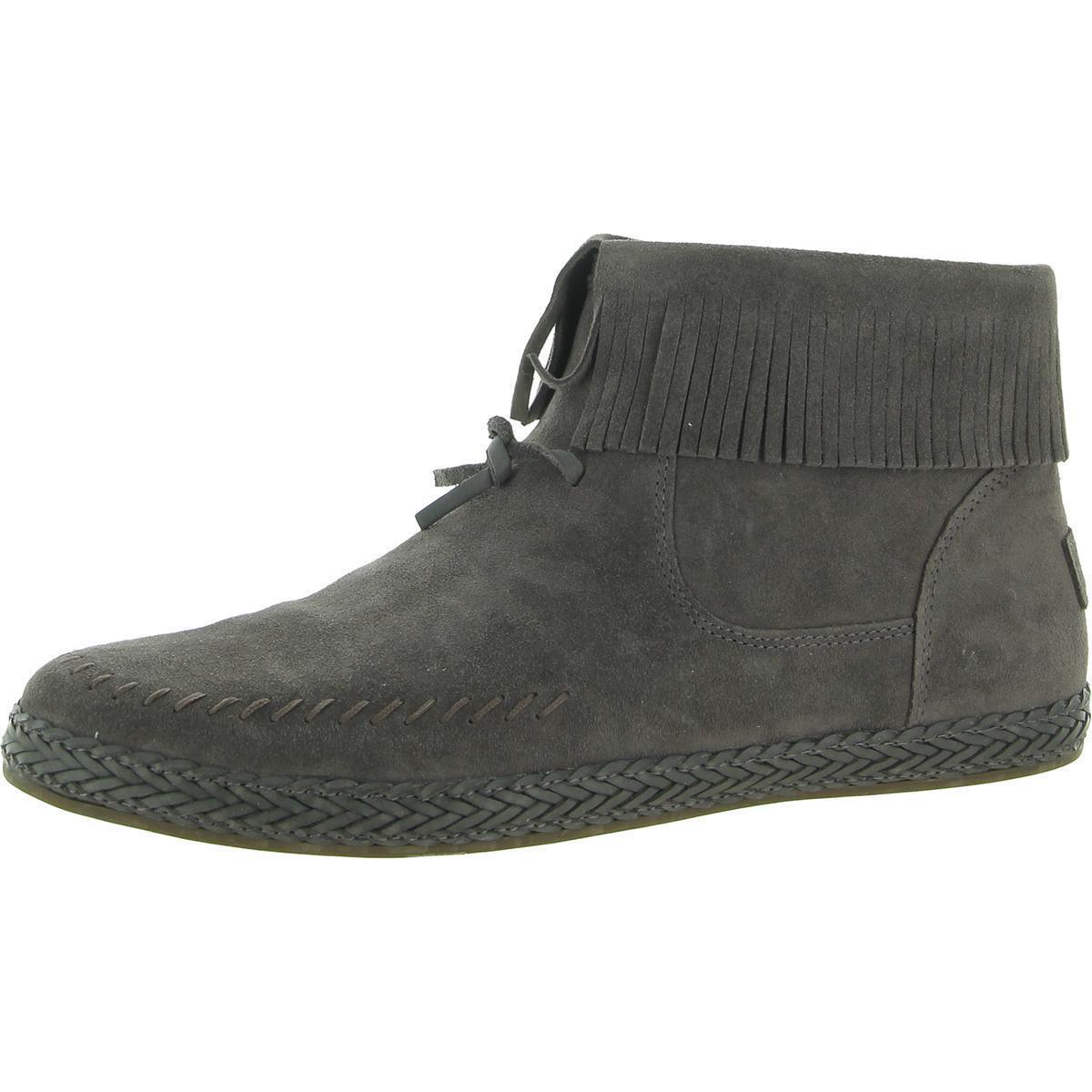 Ugg Womens Kennadi Suede Fringe Ankle Booties Shoes Bhfo 3603 - Thunder Cloud