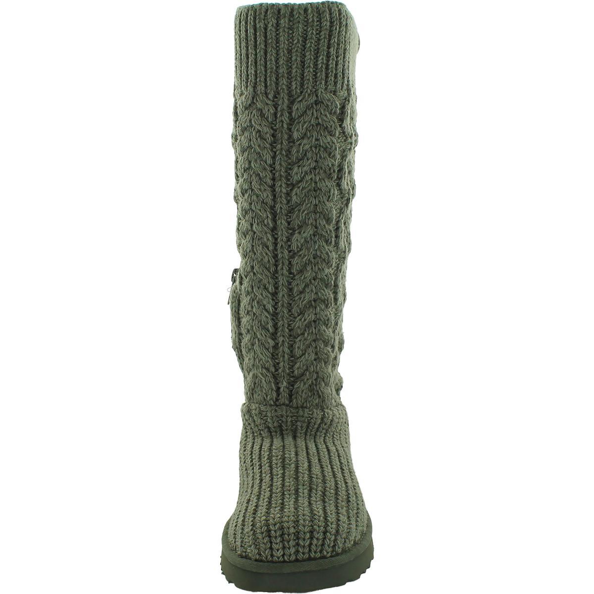Ugg Womens Cardi Cable Knit Comfort Pull On Knee-high Boots Shoes Bhfo 7552 Grey