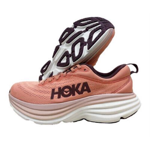 Hoka One One Bondi 8 Womens Shoes Size 8.5 Color: Earthenware/pink Clay - Earthenware/Pink Clay, Full: Earthenware/Pink Clay