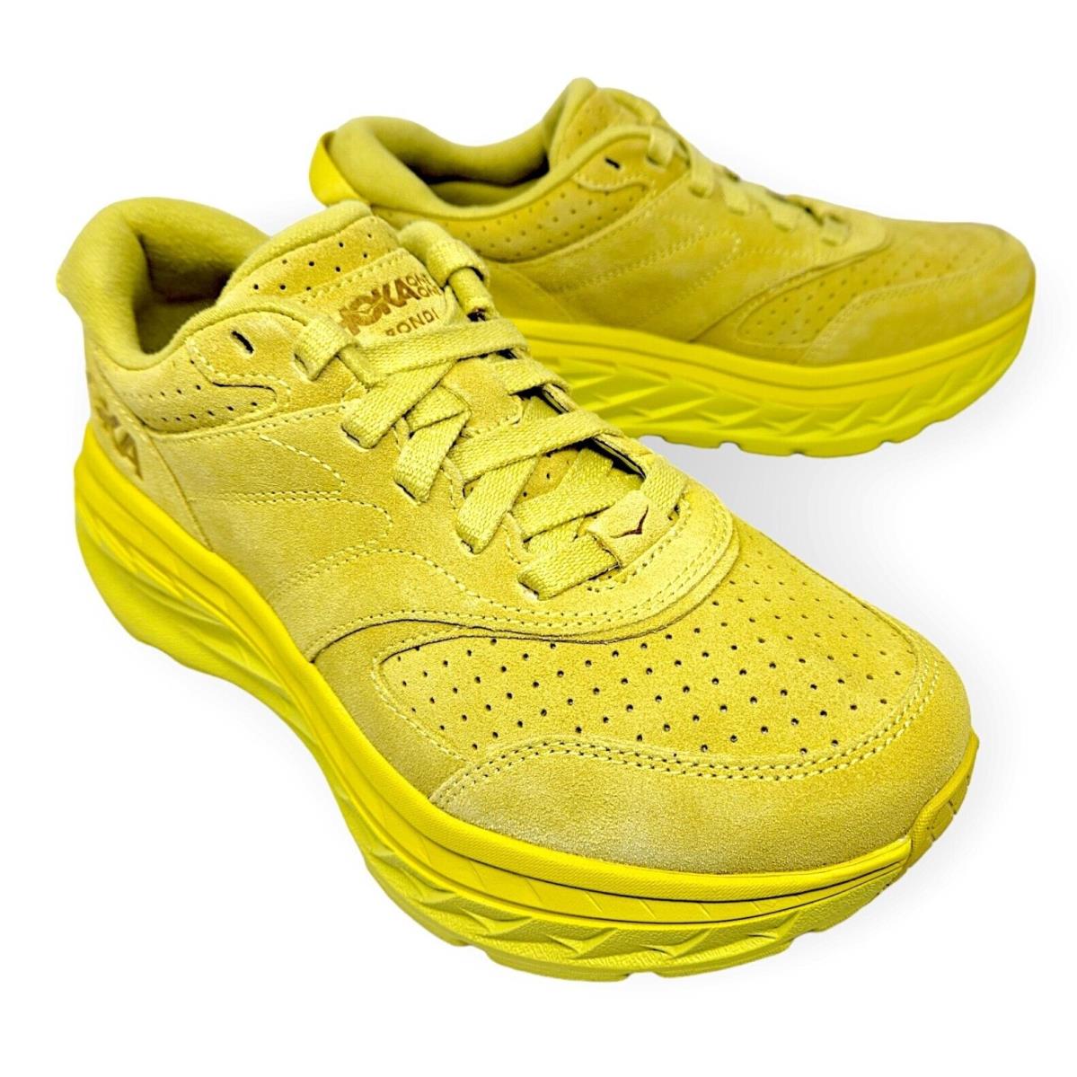 Hoka One One Bondi L Suede Walking Shoes Celery/lima Bean - Men`s 6 Women`s 7