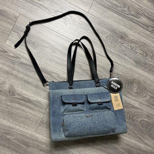 Steve Madden Blivia Large Blue Denim Tote Bag Crossbody 2 Piece w Pouch