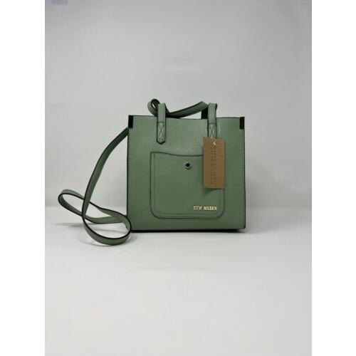 Steve Madden Tote Handbag Basil Green with Gold Zipper Accents