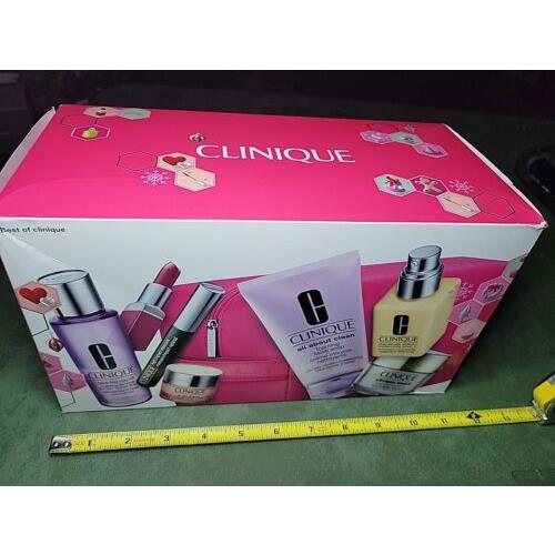 Best of Clinique Kit 7 Full Size Items Lotion-lipstick-mascara-remover-soap-puff